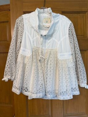 Anthropologie Heihei White Eyelet swing Jacket